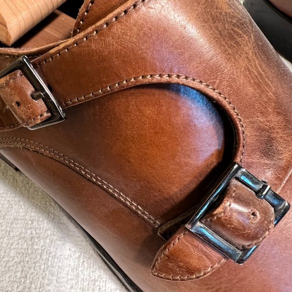 To Boot Elegant Monkstrap Burnished Tan Size 10 Shoe - Picture 2 of 10